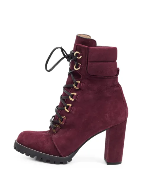 Stuart Weitzman lace-up suede ankle boots Red 1377138
