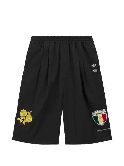Willy Chavarria x Adidas logo-patch twill shorts Black KV1975