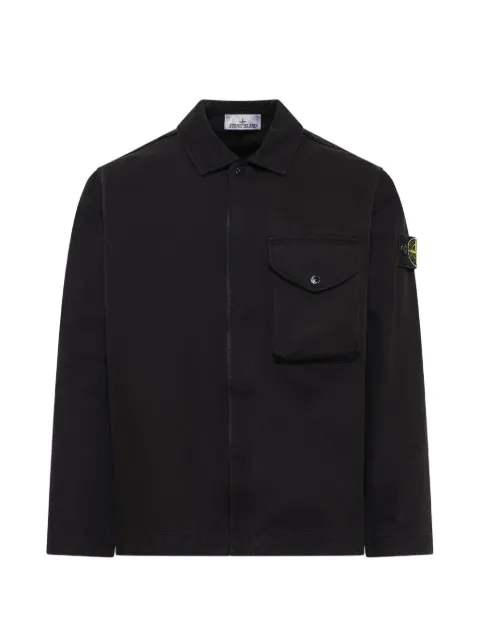 Stone Island 1200001 dense cotton twill shirt in black Black L2S151200001S0404