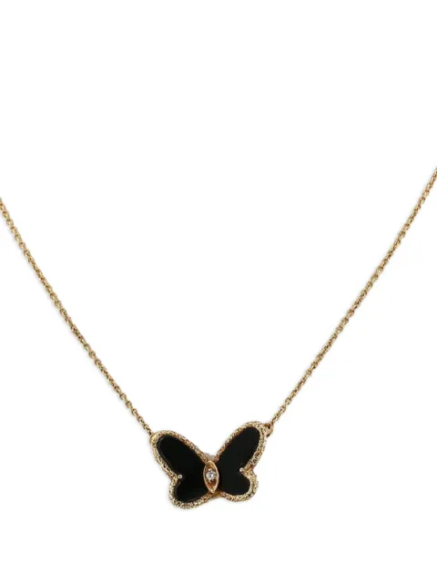 Van Cleef & Arpels Pre-Owned 1970s onyx and diamond butterfly necklace Gold 433143