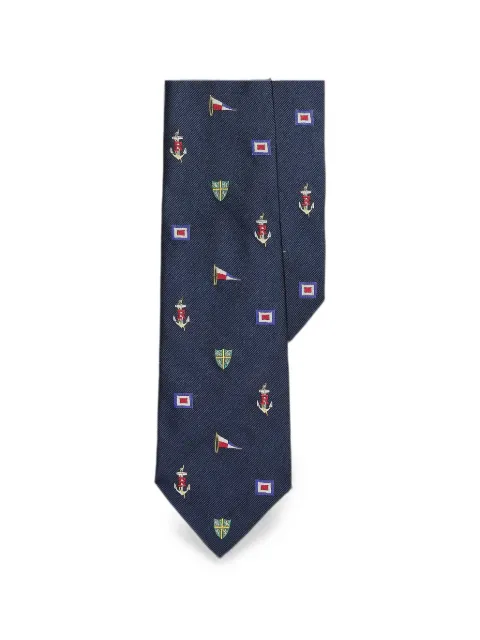 Polo Ralph Lauren nautical-embroidered silk tie Blue 712B18787001