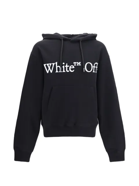 Off-White Bookish Scarf logo-print hoodie Black OMBB12NF26FLE00900