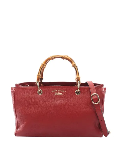 Gucci Pre-Owned 2013 Medium Calfskin Bamboo Shopper satchel Red Y3Q4CPAYL7QJE95U