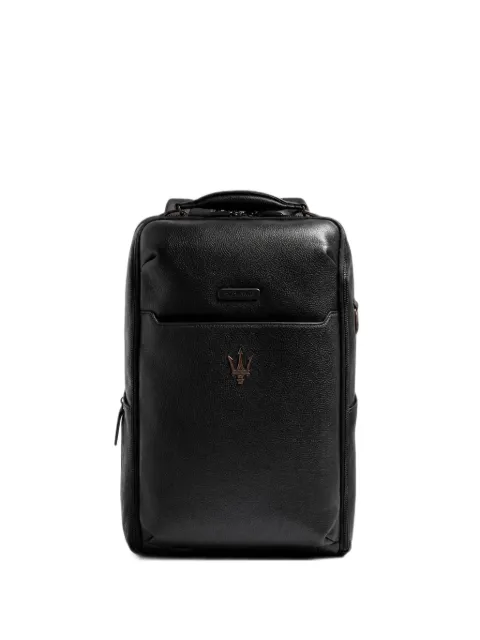 PIQUADRO x Maserati logo-plaque leather backpack Black CA6645MOSM