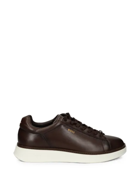 BOSS logo-print leather sneakers Brown 50568773