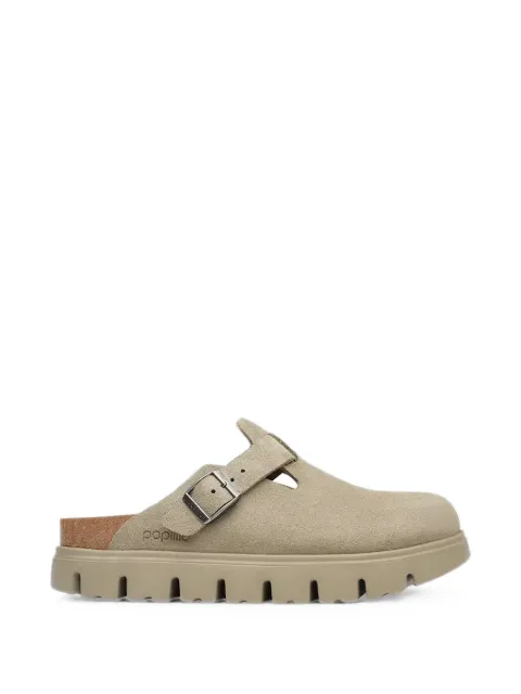 Birkenstock Boston Chunky buckle suede mules Neutrals 1033054
