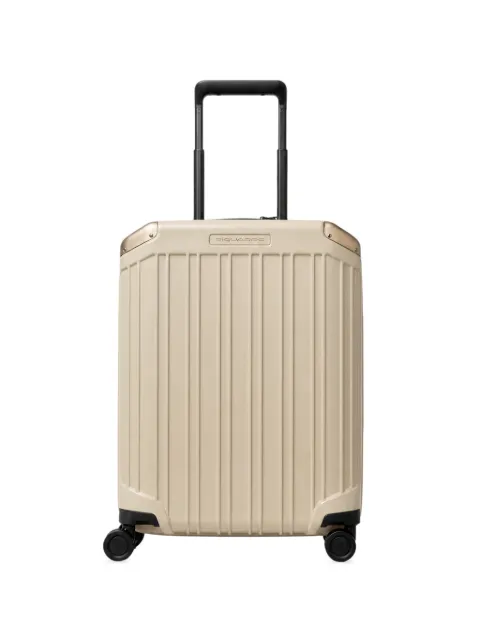 PIQUADRO logo-plaque ribbed suitcase Neutrals BV4425PQL