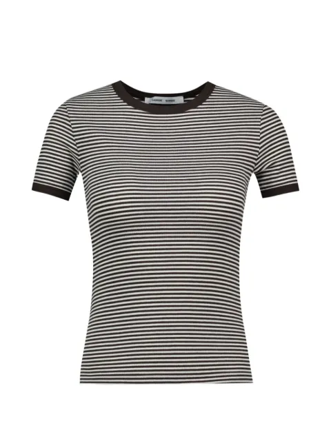 SAMSOE SAMSOE Salinas horizontal-stripe ribbed T-shirt Brown F26200075