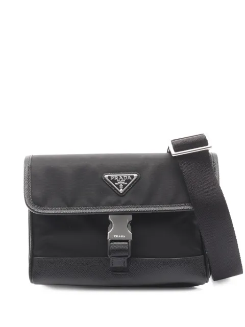 Prada Pre-Owned 2019-2026 Re-Nylon and Saffiano Smartphone Case crossbody bag Black THDEITJAF3C35J0Y