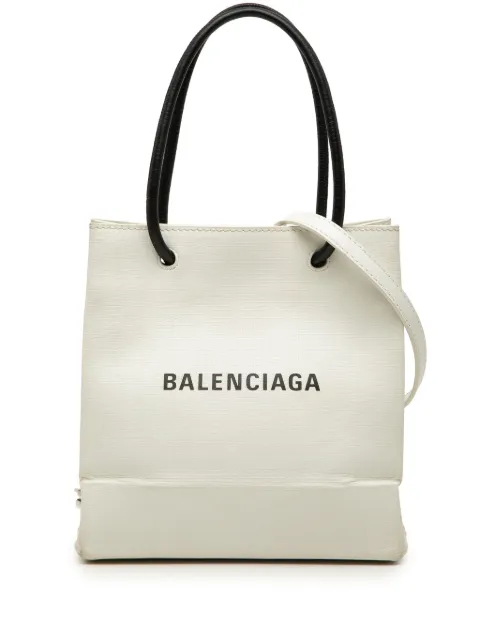 Balenciaga Pre-Owned 2019 Leather Logo Shopping Tote XXS satchel White JVS3CYEENO2Z94P8
