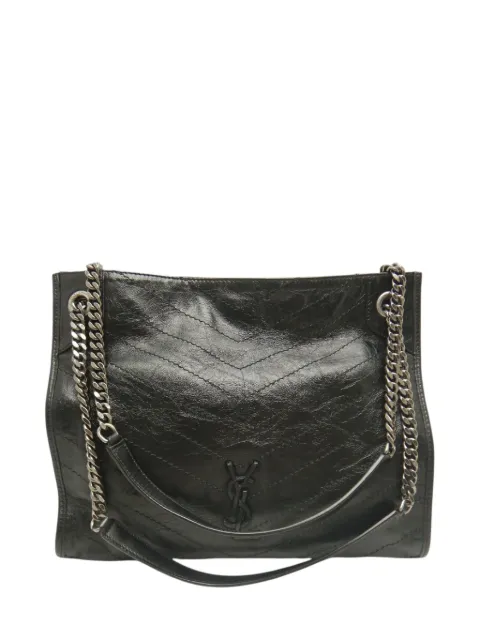 Saint Laurent Pre-Owned 2018-2026 Medium Crinkled Calfskin Monogram Niki Shopper tote bag Black GG6WRI11EV2G62XW