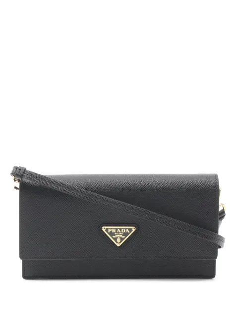 Prada Pre-Owned 2010-2026 Saffiano Clutch on Strap crossbody bag Black DFJZ2QOYQJE4KF1P