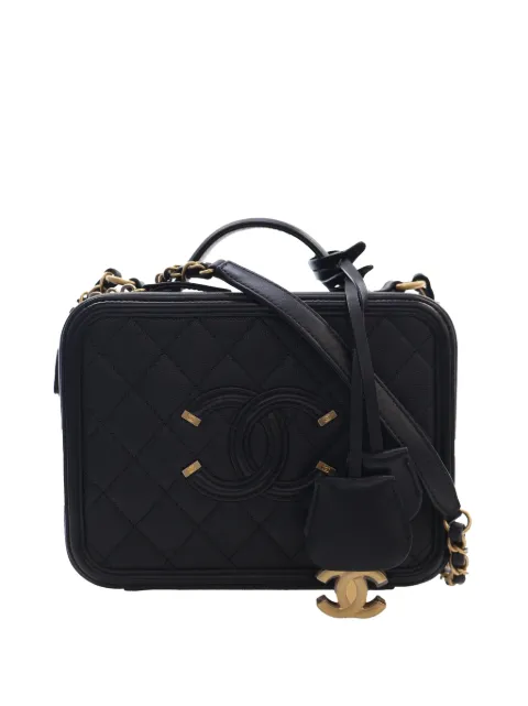 CHANEL Pre-Owned 2018 Medium Caviar CC Filigree Vanity Case satchel Black MG3I9XWU41V3EID5