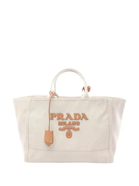 Prada Pre-Owned 2013-2026 Linen Blend Jardiniere tote bag Neutrals ELK8J3KIGWD41U6Q