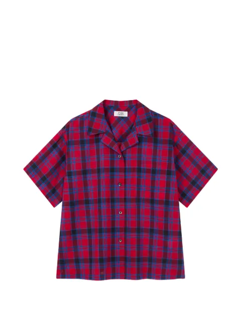 TOMBOY check-pattern short-sleeve cotton shirt Red 9106221237