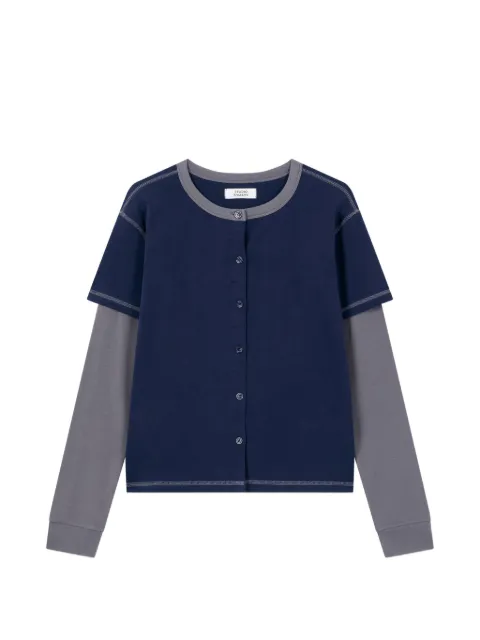 TOMBOY layered button-down long-sleeve cotton sweatshirt Blue 9106322102