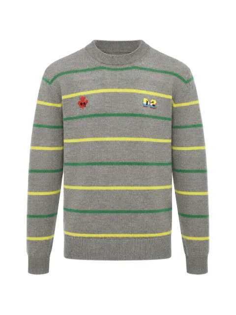DSQUARED2 stripe-detail embroidered sweater Grey S74HA1342S18334