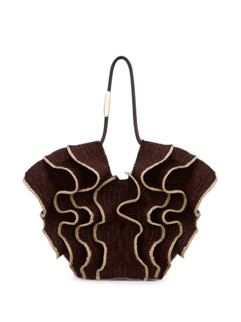 ZIMMERMANN ruffle-trimmed woven tote bag Brown 7263XS26A2