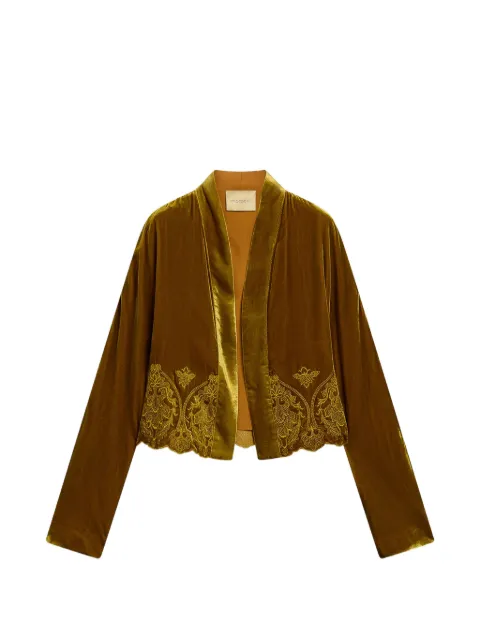 MOMONÌ Asa Spencer embroidered velvet jacket Brown 266MMOJA03726630MO