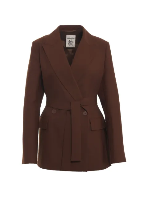 Semicouture belted double-breasted jacket Brown Y6WI10099