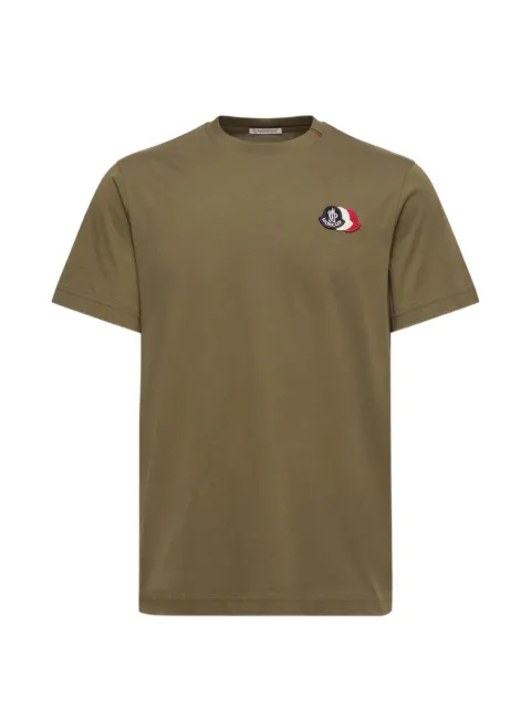 Moncler logo-patch crew-neck T-shirt Green L20918C0004089B8Q