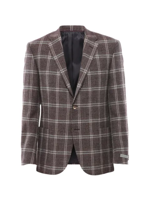 Corneliani check-pattern single-breasted blazer Brown 84XR419836049040