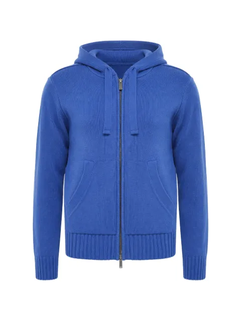 Paolo Pecora zip-up knitted hoodie Blue 24IC1M0A074F0066746