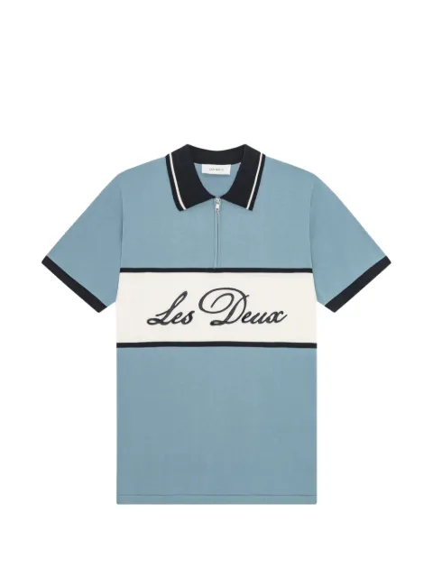 Les Deux colour-block quarter-zip polo shirt Blue 1001849