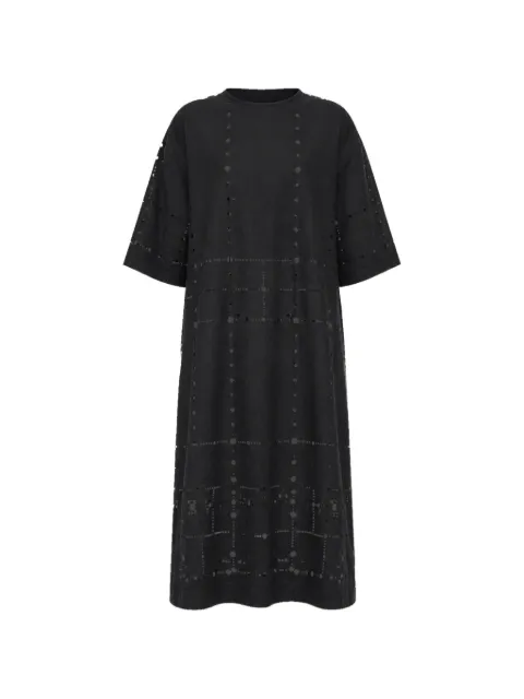 Antipast broderie-anglaise shift midi dress Black EOP234