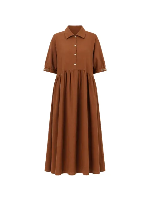 Herno button-fastening midi dress Brown AB000077D12689