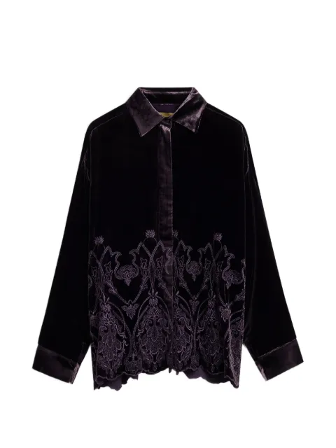 MOMONÌ Frey embroidered velvet shirt Purple 266MMOSH01826630MO