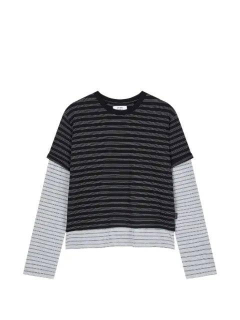 TOMBOY striped layered long-sleeve cotton T-shirt Black 9106322006