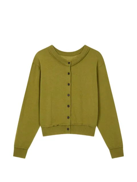 TOMBOY ribbed-trim round-neck cardigan Green 9106451107
