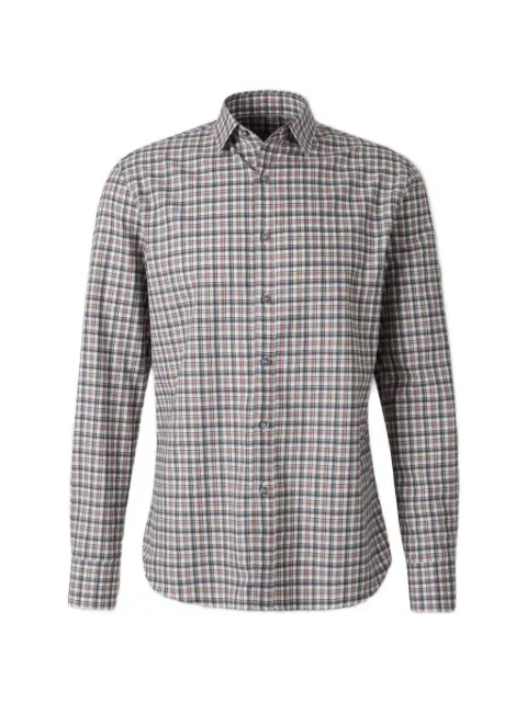 Canali cotton plaid shirt Neutrals CSL7077GL03853