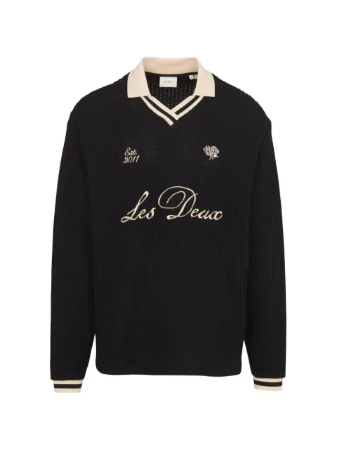 Les Deux logo-embroidered V-neck sweater Black 1001967