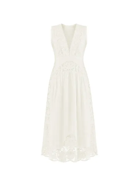 FARM Rio Richelieu sleeveless midi dress White 355791