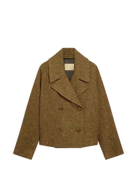 MOMONÌ Ketil herringbone double-breasted coat Yellow 266MMOCO00826650MO