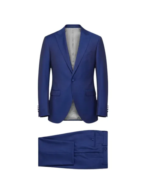 Paoloni single-breasted peaked-lapel suit Blue 2610A488C11910118888