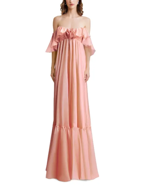 Gemy Maalouf flower-detail ruffled dress Pink EDSS241894LD