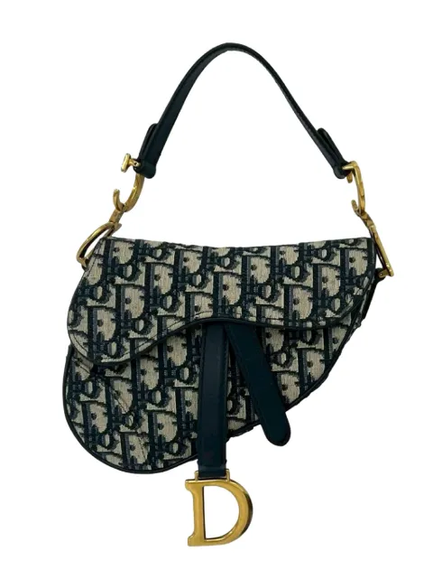 Christian Dior Pre-Owned 2010-2026 Mini Oblique Canvas Saddle Bag satchel Blue ACW4CNIH4SCLJA72