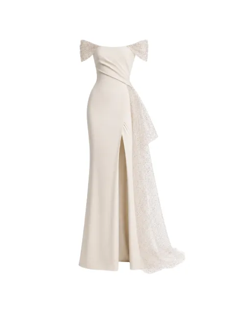 Gemy Maalouf off-the-shoulder draped dress Neutrals EDR241996LD