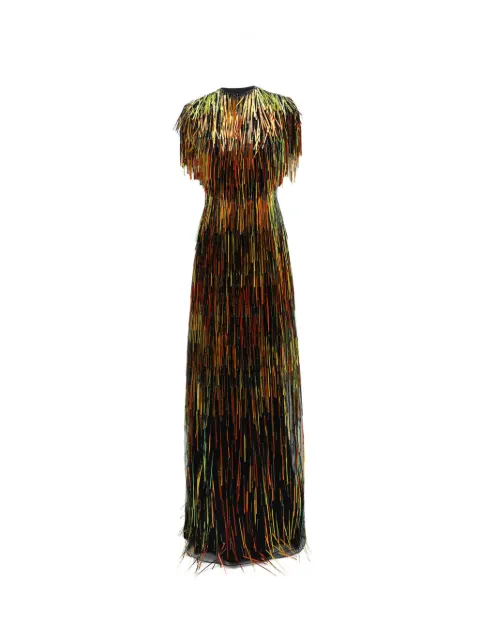 Gemy Maalouf beaded fringe dress Black GMW257367LD