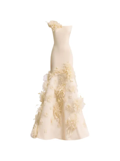 Gemy Maalouf floral-appliqué mermaid dress Neutrals GMSS257475LD