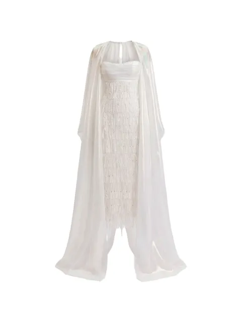Gemy Maalouf sequin-embellished tasselled dress White GMR257443LD