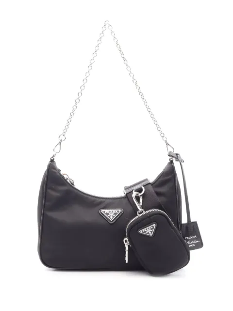 Prada Pre-Owned 2019-2026 Saffiano Trimmed Re Nylon Re Edition 2005 satchel Black MOQ68BW3OHSRUDCG