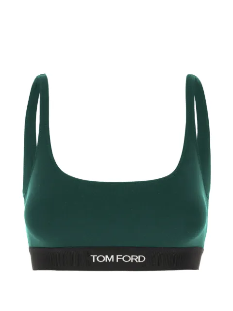 TOM FORD logo-waistband sports bra Green BRJ016JEX011