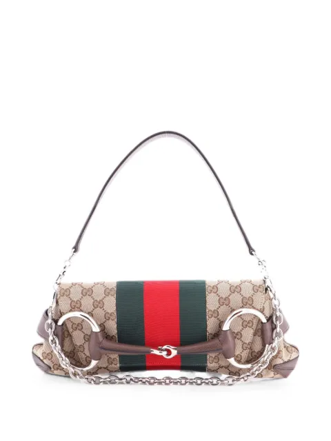 Gucci Pre-Owned Horsebit NM Web Chain Clutch GG Canvas Medium shoulder bag Brown RP63DFADI2JDPXH4