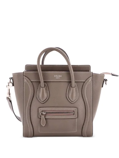 Celine Pre-Owned Luggage Bag Grainy Leather Nano crossbody bag Grey O1W4A33XIG3B5MZ1