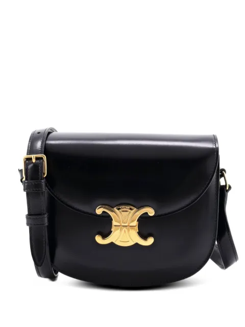 Celine Pre-Owned Triomphe Besace Clea Flap Bag Leather shoulder bag Black KNX6AB1KKI9OYL5J