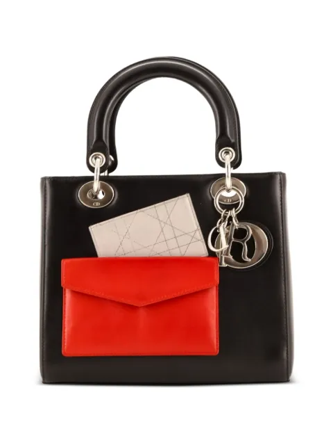 Christian Dior Pre-Owned Pockets Lady Dior Bag Leather Medium satchel Black JNIPUO63KLH6SF99